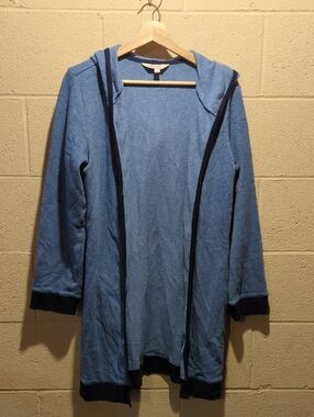 Light Blue Hooded Open-Front Women's Cardigan Sweater